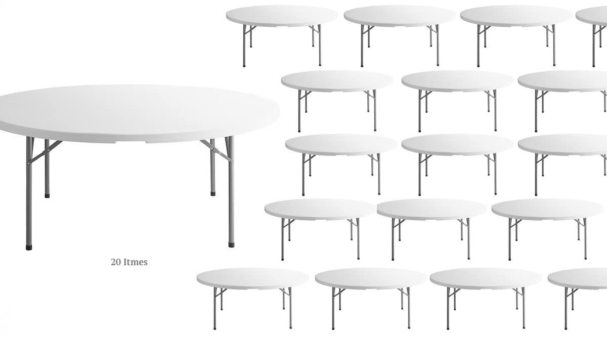 White 72 Inch Round Plastic Folding Table E88330