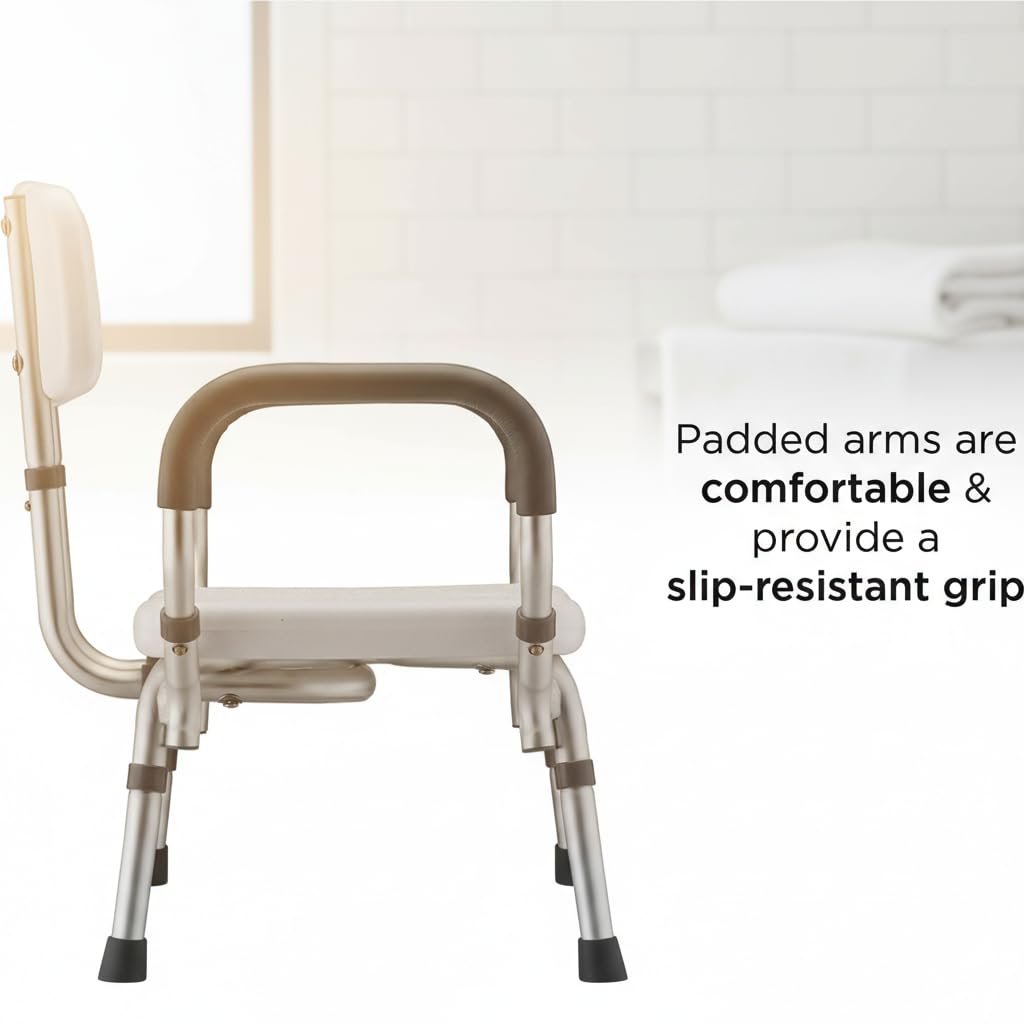 Bath & Shower Seat with U-Shaped Cutout, Padded Removable Arms & Back X8647