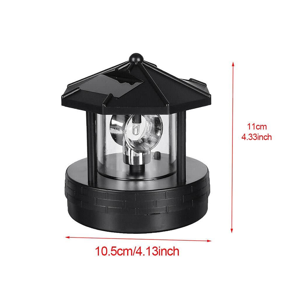 Solar Powered Rotating Lighthouse LED Light IP44 Waterproof Black X19095