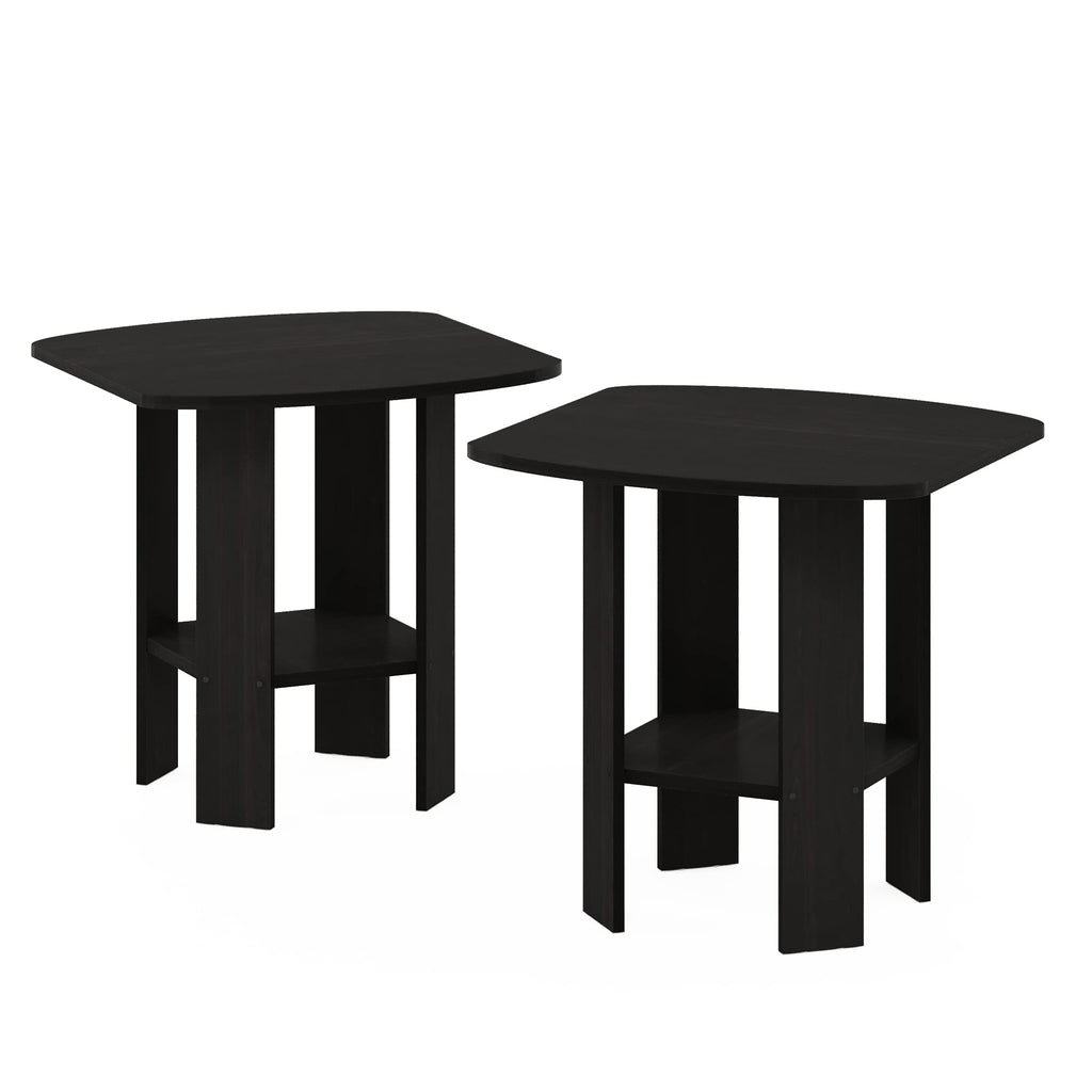 Set of 2 Espresso 2-Tier Side Table O432