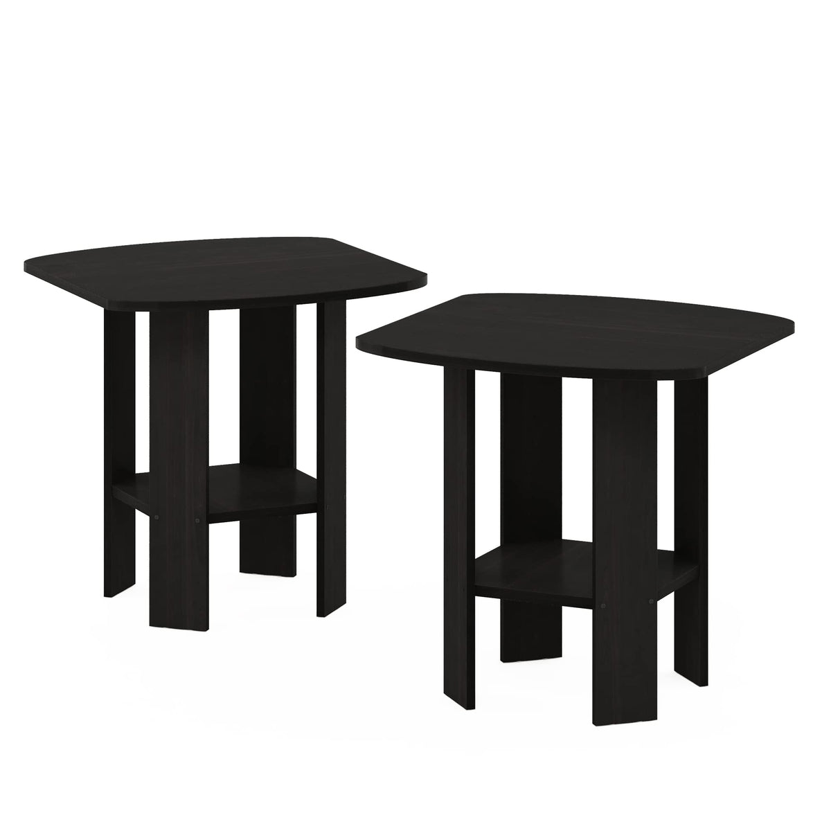 Set of 2 Espresso 2-Tier Side Table O432