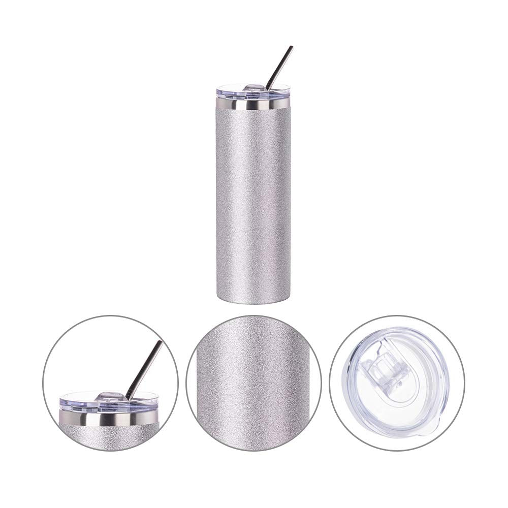 4 Pack 20 OZ Glitter Silver Tumblers X4285