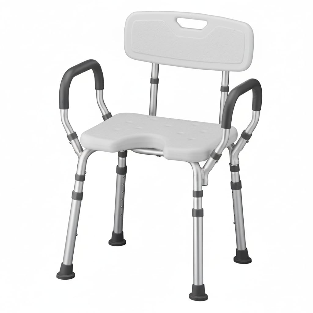 Bath & Shower Seat with U-Shaped Cutout, Padded Removable Arms & Back X8647
