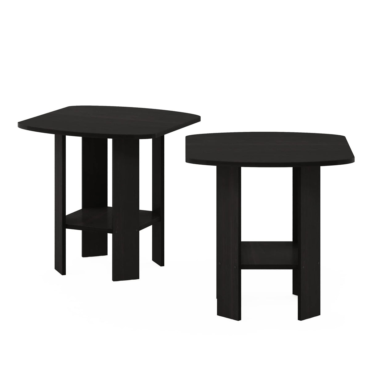 Set of 2 Espresso 2-Tier Side Table O432