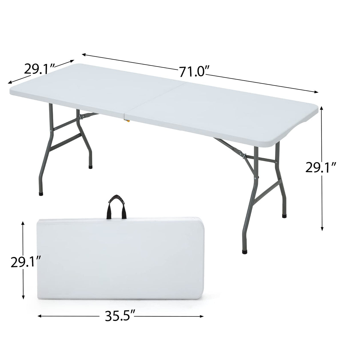 6FT White Plastic Folding Table with Carrying Handle O129