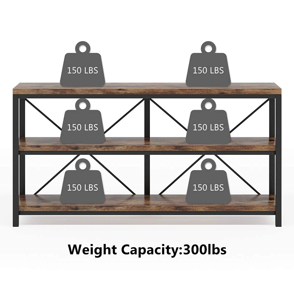 55 Inches 3 Tiers Console Table with Storage Shelves T197005