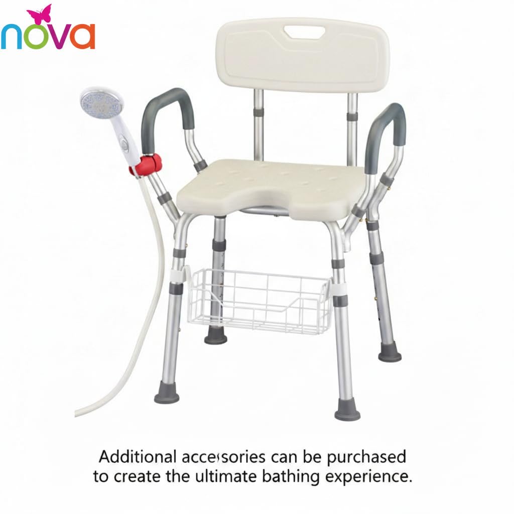 Bath & Shower Seat with U-Shaped Cutout, Padded Removable Arms & Back X8647