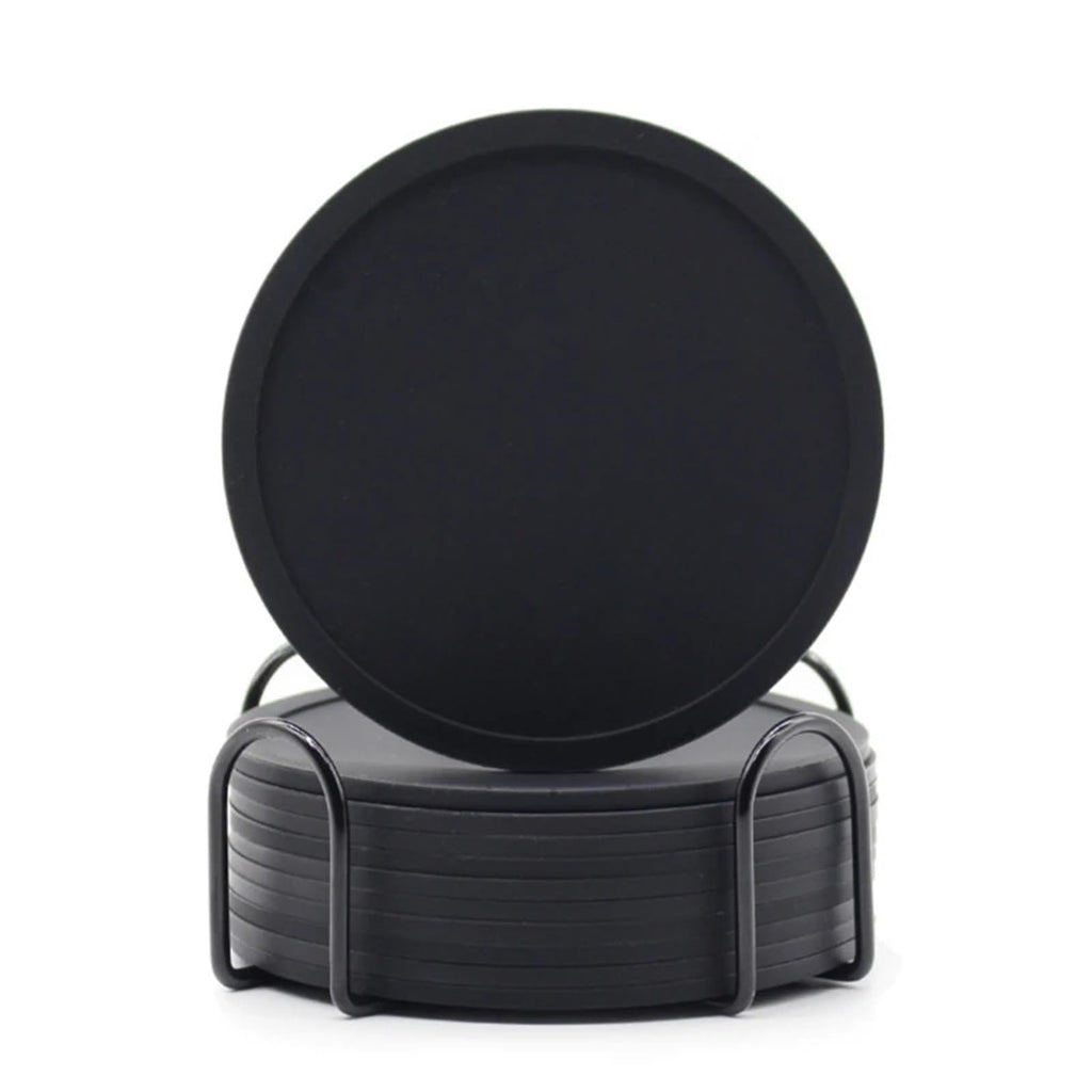 36pcs Set Circular Silicone Coasters Black L225