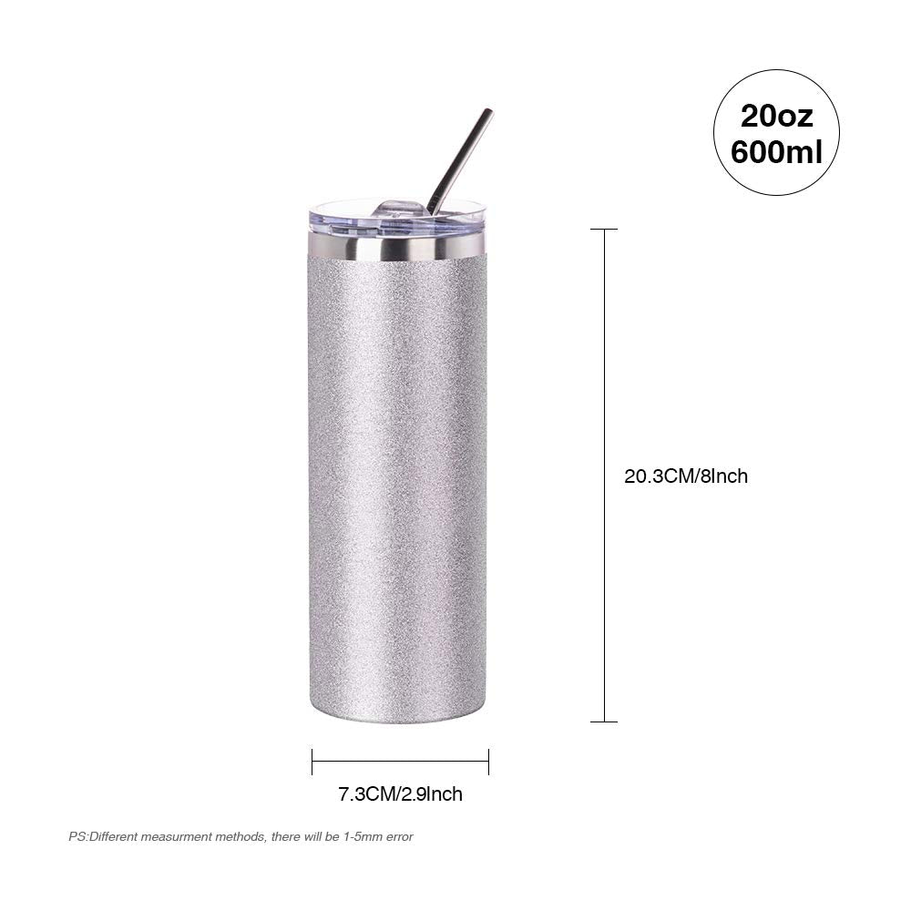 4 Pack 20 OZ Glitter Silver Tumblers X4285