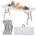 6FT White Plastic Folding Table with Carrying Handle O129