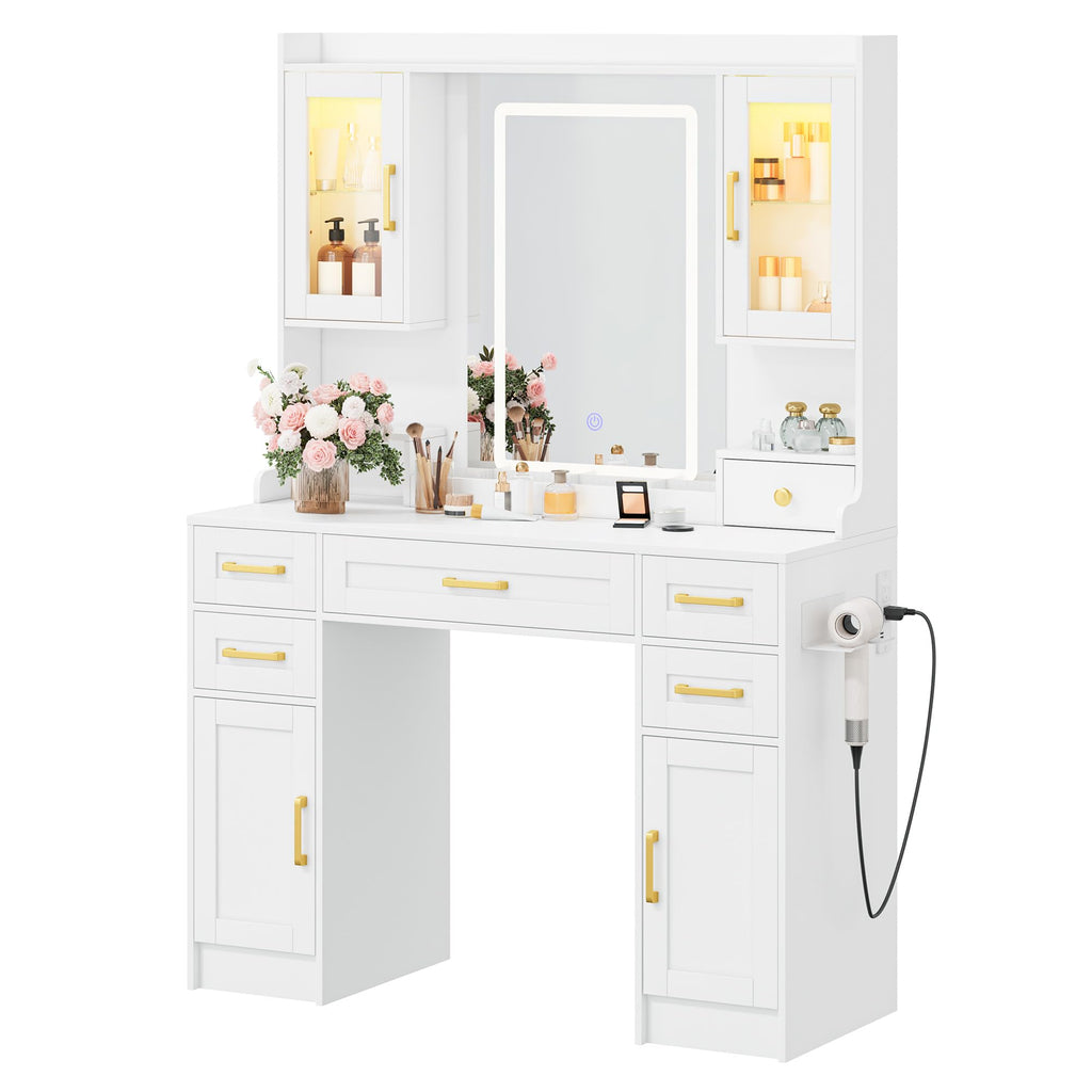 Vanity Desk with Mirror and LED Lights S834