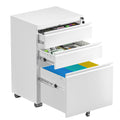 Fully Assembled 3 Drawer White Metal Rolling File Cabinet with Lock I1187