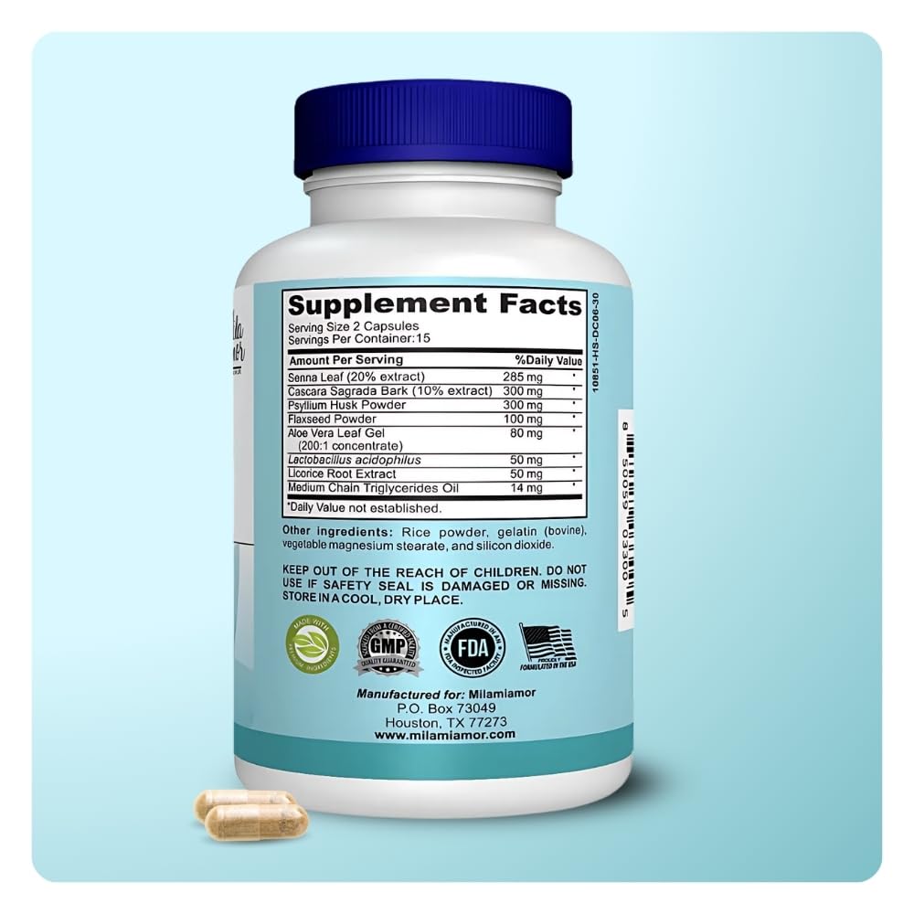 15 Day Gut and Colon Cleanse with Senna, Cascara Sagrada & Psyllium Husk 30 Capsules T847907