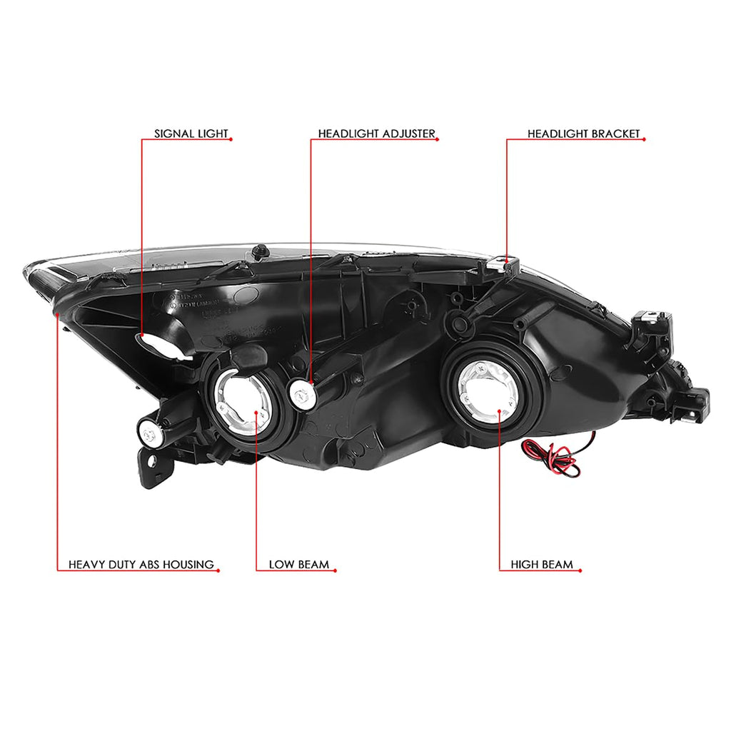 Headlight Assembly Left Right LED DRL Headlamp Set Black Housing Clear Corner D784
