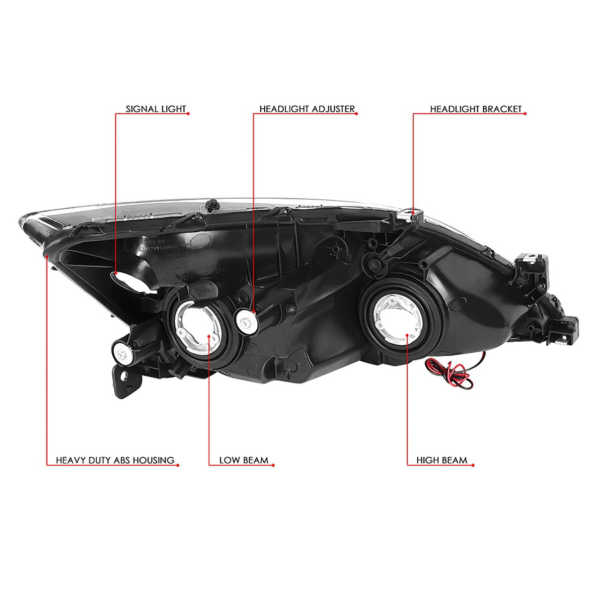 Headlight Assembly Left Right LED DRL Headlamp Set Black Housing Clear Corner D784