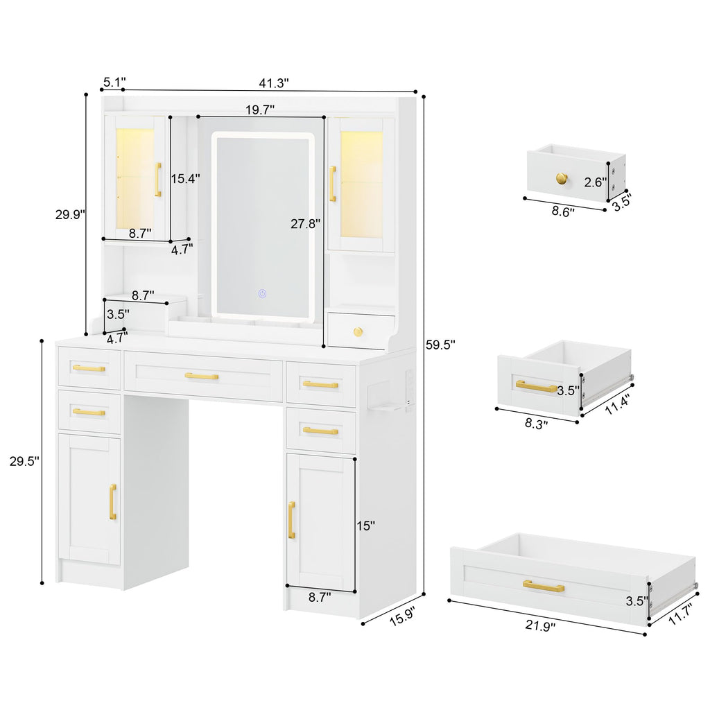Vanity Desk with Mirror and LED Lights S834