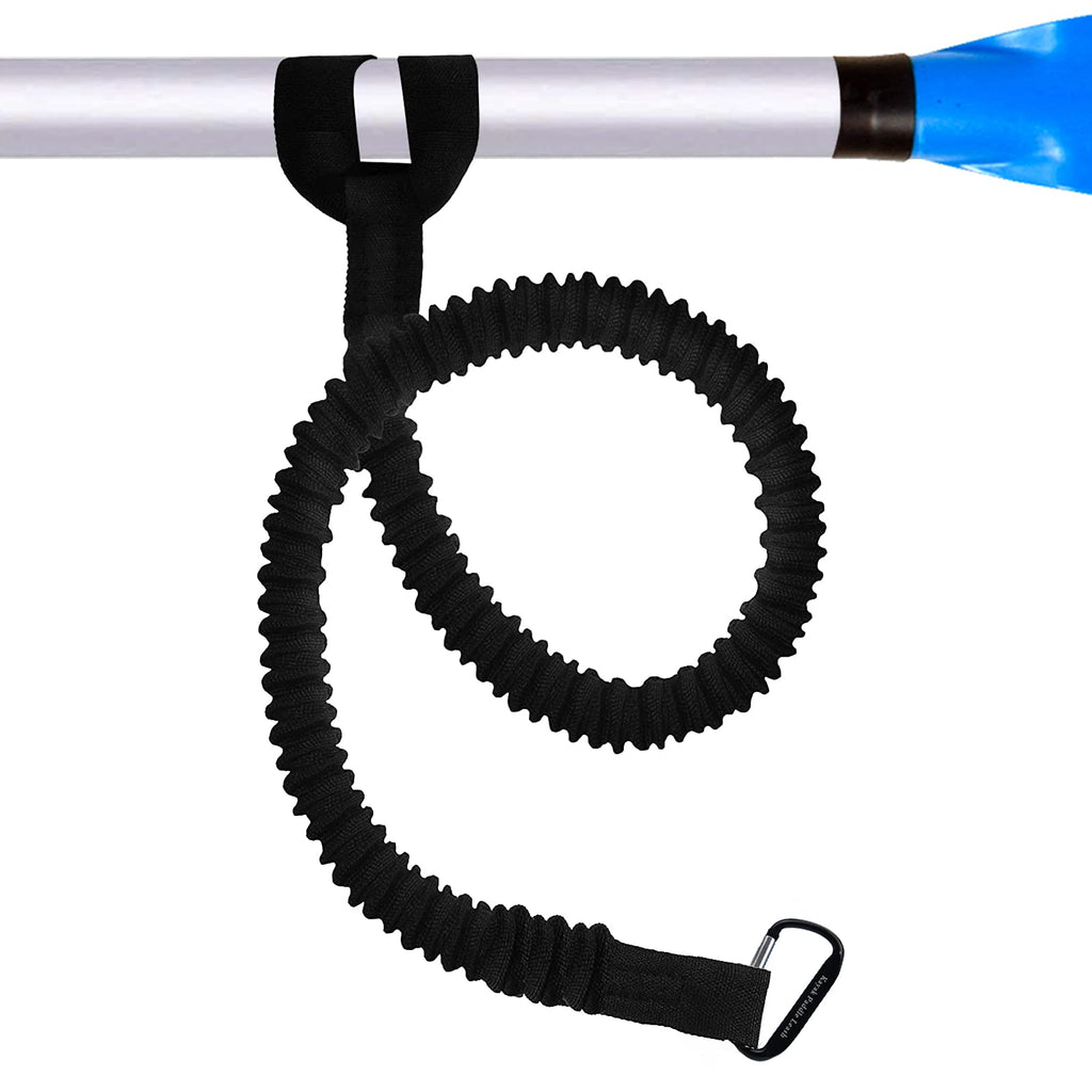 Kayaking Paddle Leash Tether 1 Pack Stretchable Coiled Lanyard Black I6104