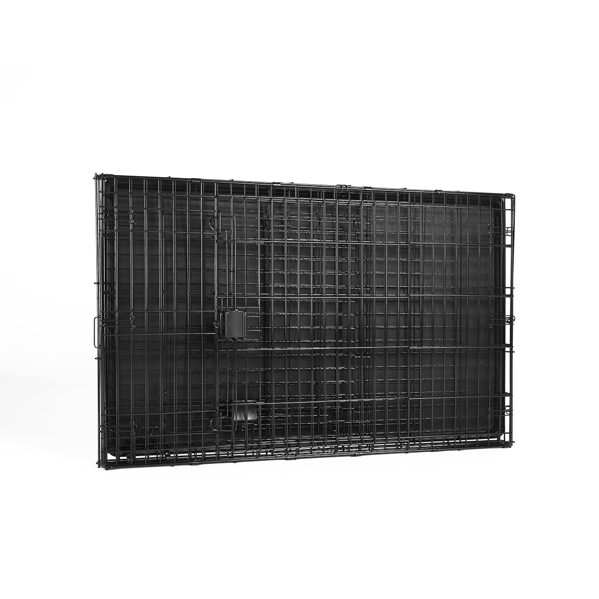 Portable Metal Wire Dog Crate, Double Door with Removable Tray, Black I195394