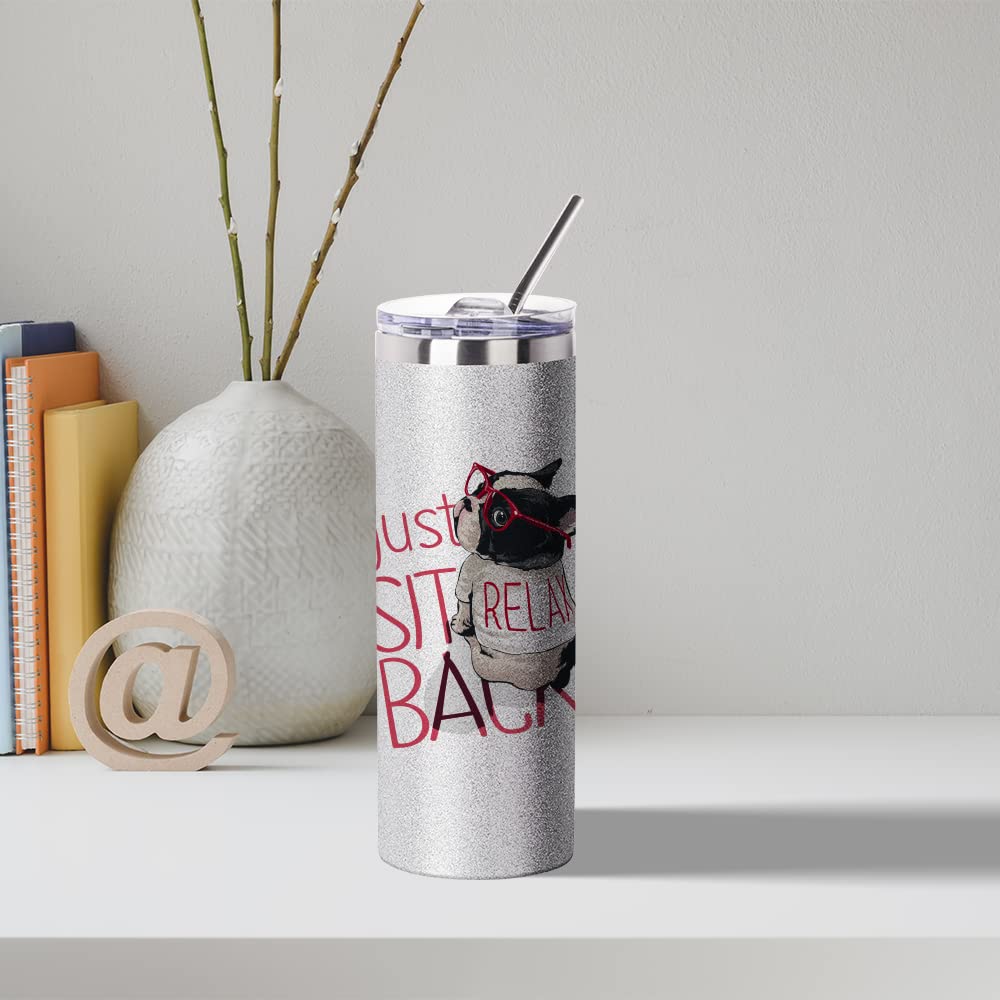 4 Pack 20 OZ Glitter Silver Tumblers X4285