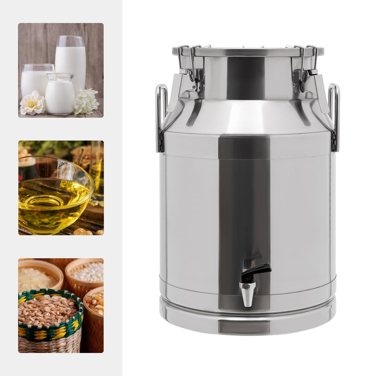 30L Stainless Steel Milk Can with Handle Sealed Lid and Faucet Z631025