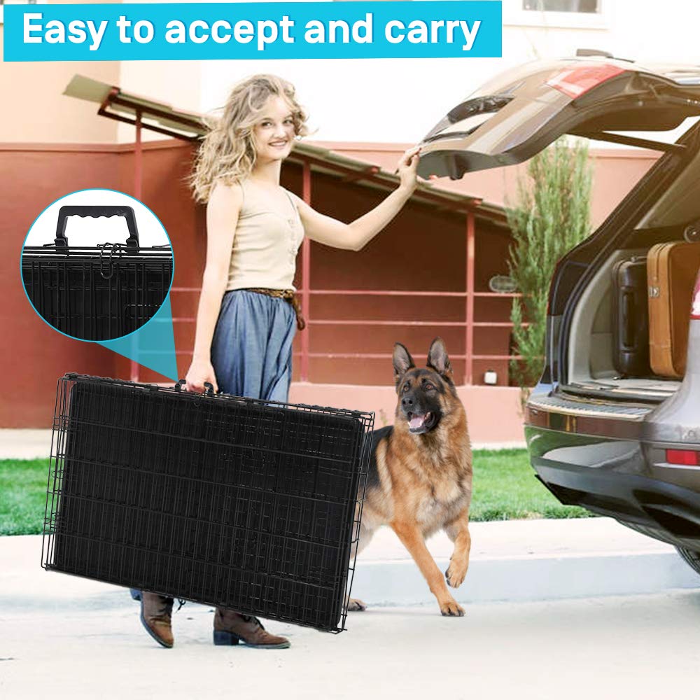 48" Heavy Duty Folding Wire Metal Dog Crate with Divider P874585