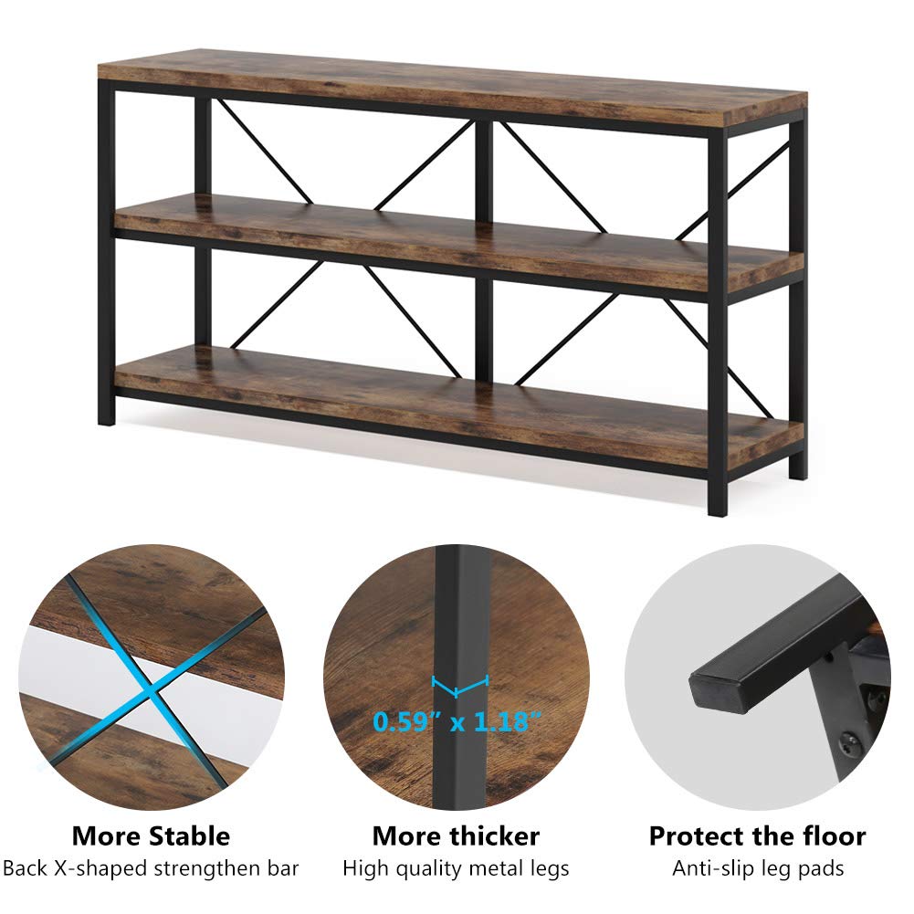 55 Inches 3 Tiers Console Table with Storage Shelves T197005