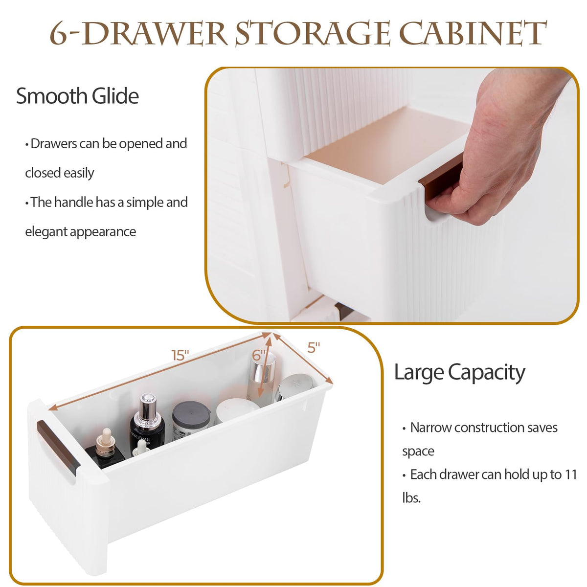 3 Drawer Narrow Rolling Storage Cart with 4 Wheels N98482