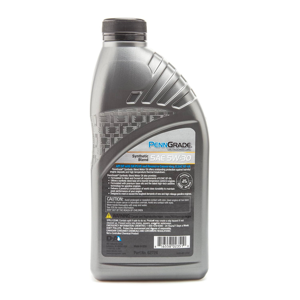 Synthetic Blend Oil SAE 5W-30 1 Quart Pack of 6 L908706