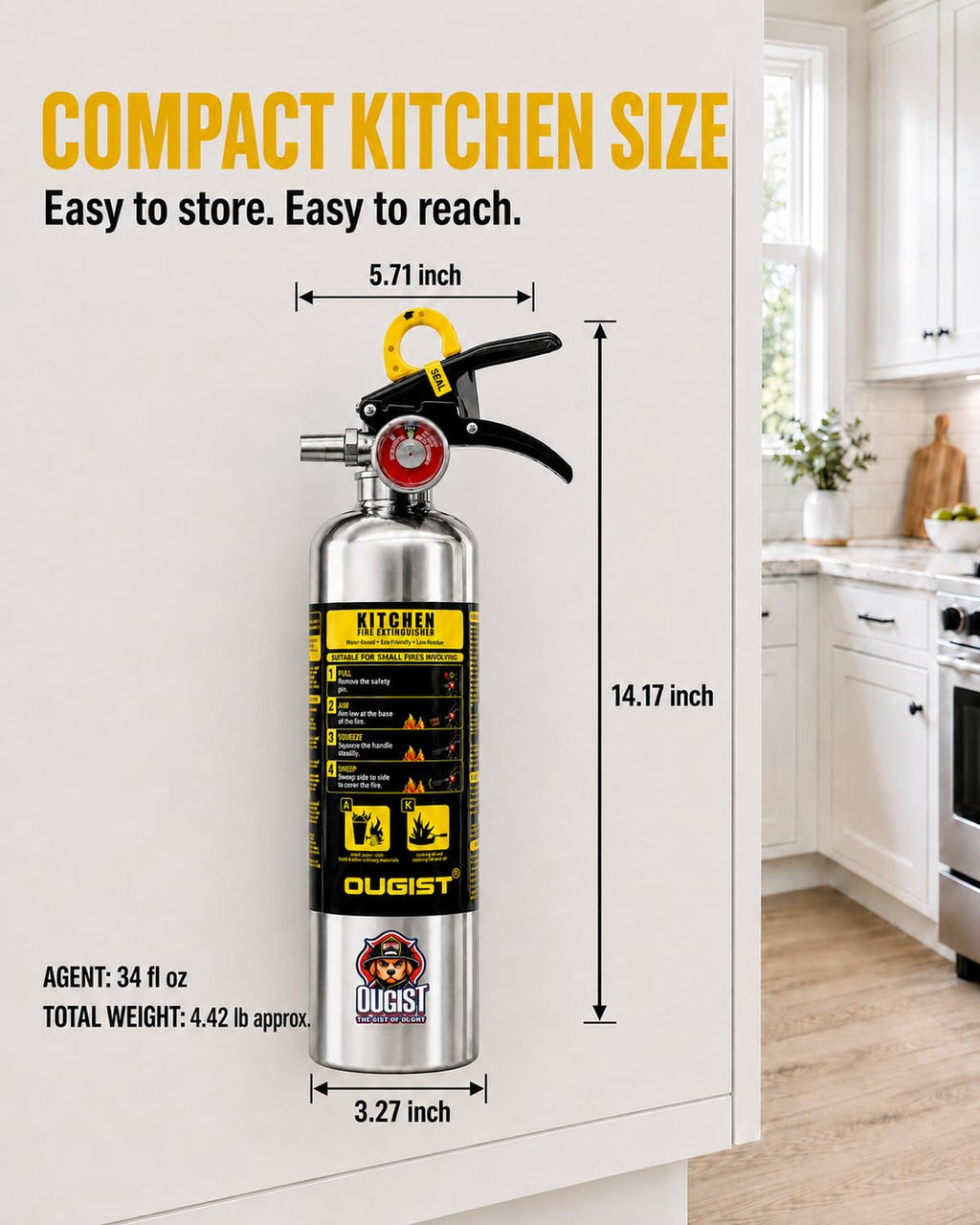 Class K Fire Extinguisher 34 Fl Oz Wet Chemical G76962