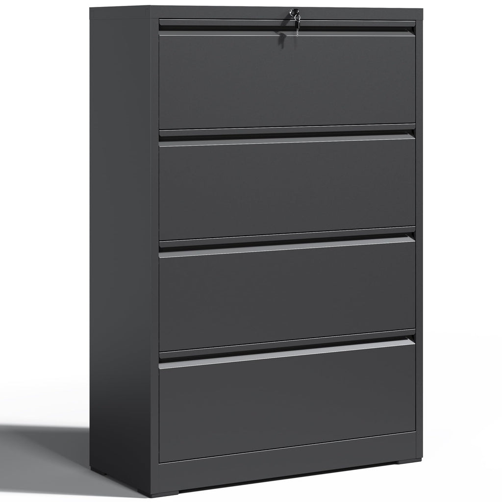 4 Drawer Black Metal File Cabinet with Lock I858878
