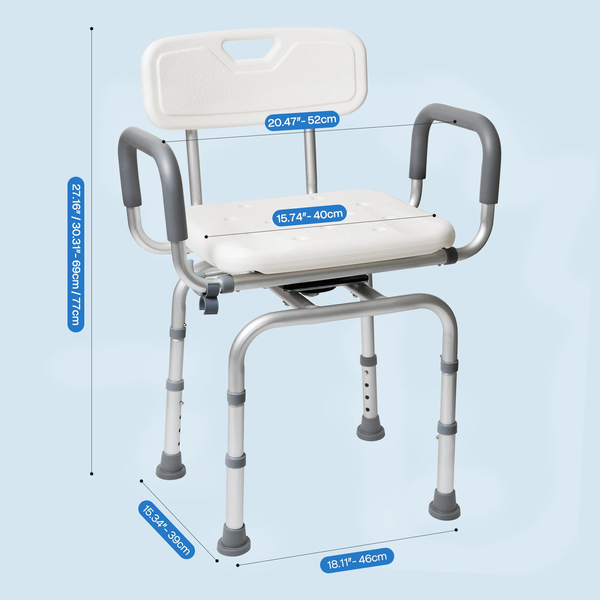 Swivel Shower Chair with Arms and Backrest N372