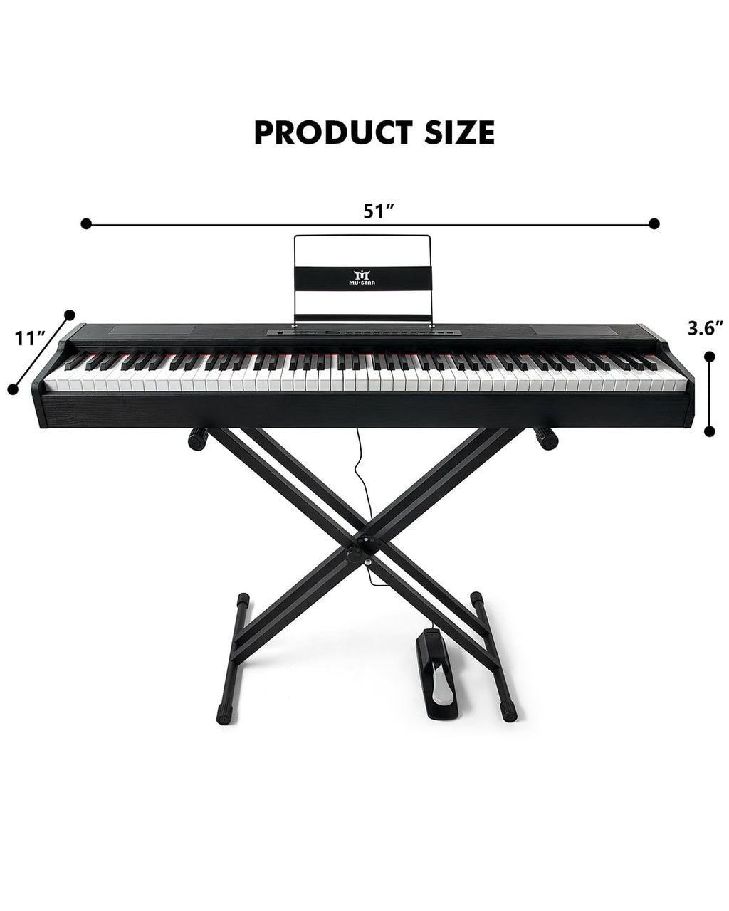88 Key Fully Weighted Hammer Action Digital Piano with Stand F752956