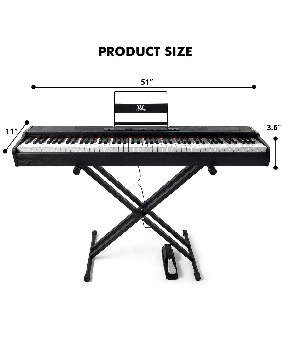 88 Key Fully Weighted Hammer Action Digital Piano with Stand F752956