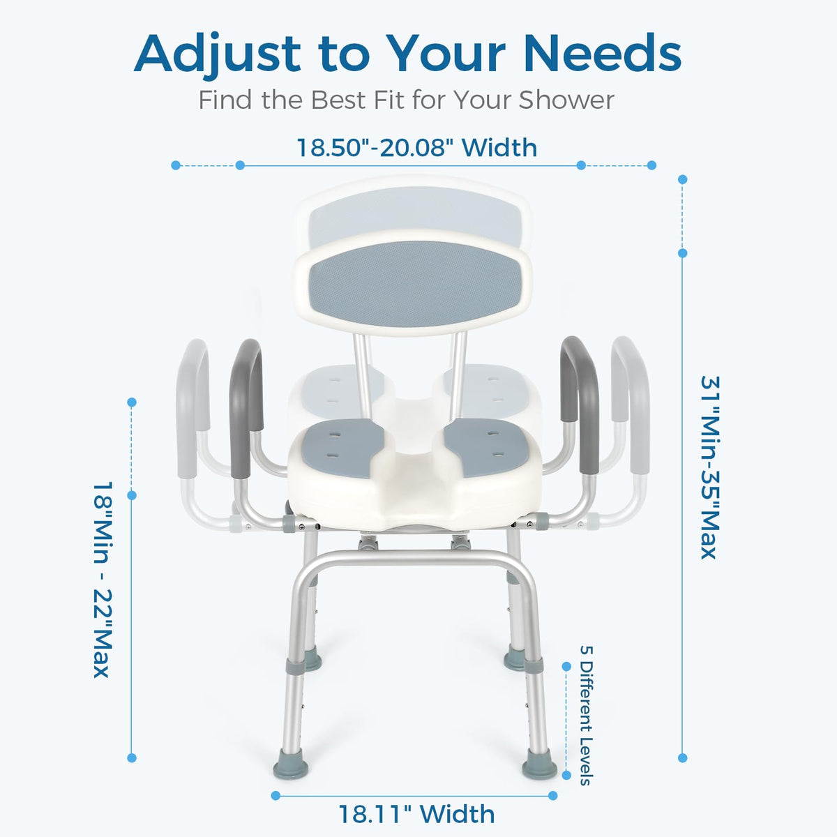 Heavy Duty Shower Chair with Arms and Back W430109