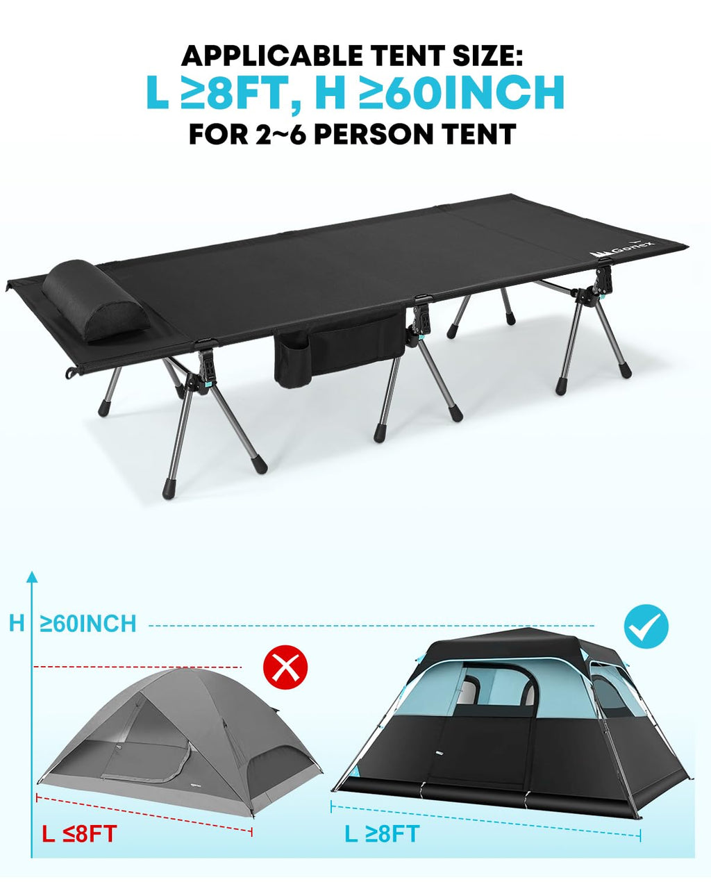 31" Adjustable Height Camping Cot Q8801