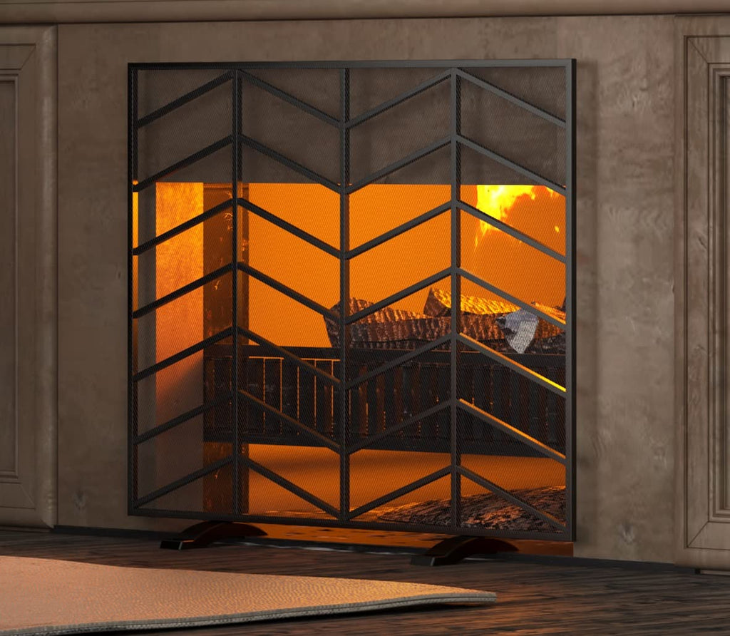 Iron Chevron Fireplace Screen X977686