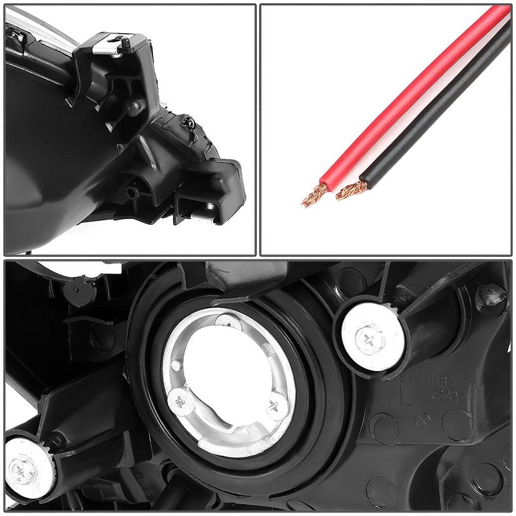 Headlight Assembly Left Right LED DRL Headlamp Set Black Housing Clear Corner D784
