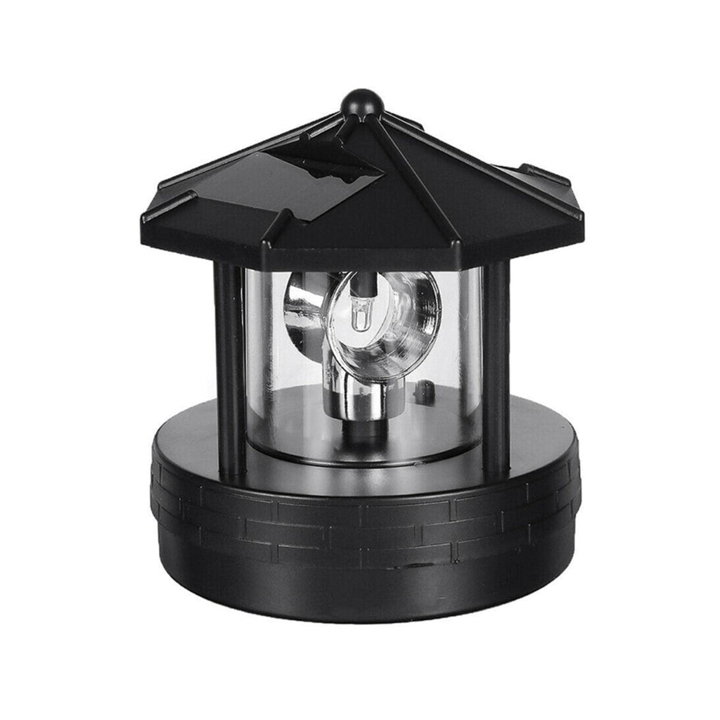 Solar Powered Rotating Lighthouse LED Light IP44 Waterproof Black X19095