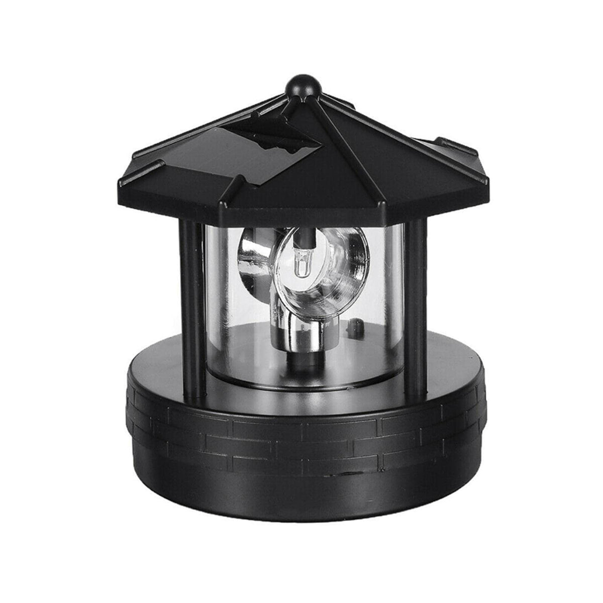 Solar Powered Rotating Lighthouse LED Light IP44 Waterproof Black X19095