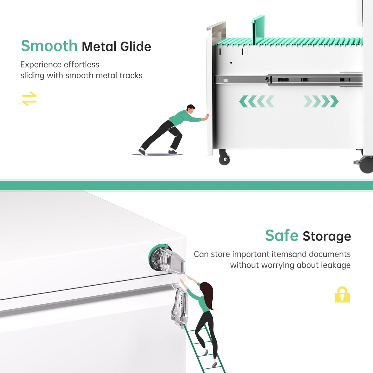 Fully Assembled 3 Drawer White Metal Rolling File Cabinet with Lock I1187