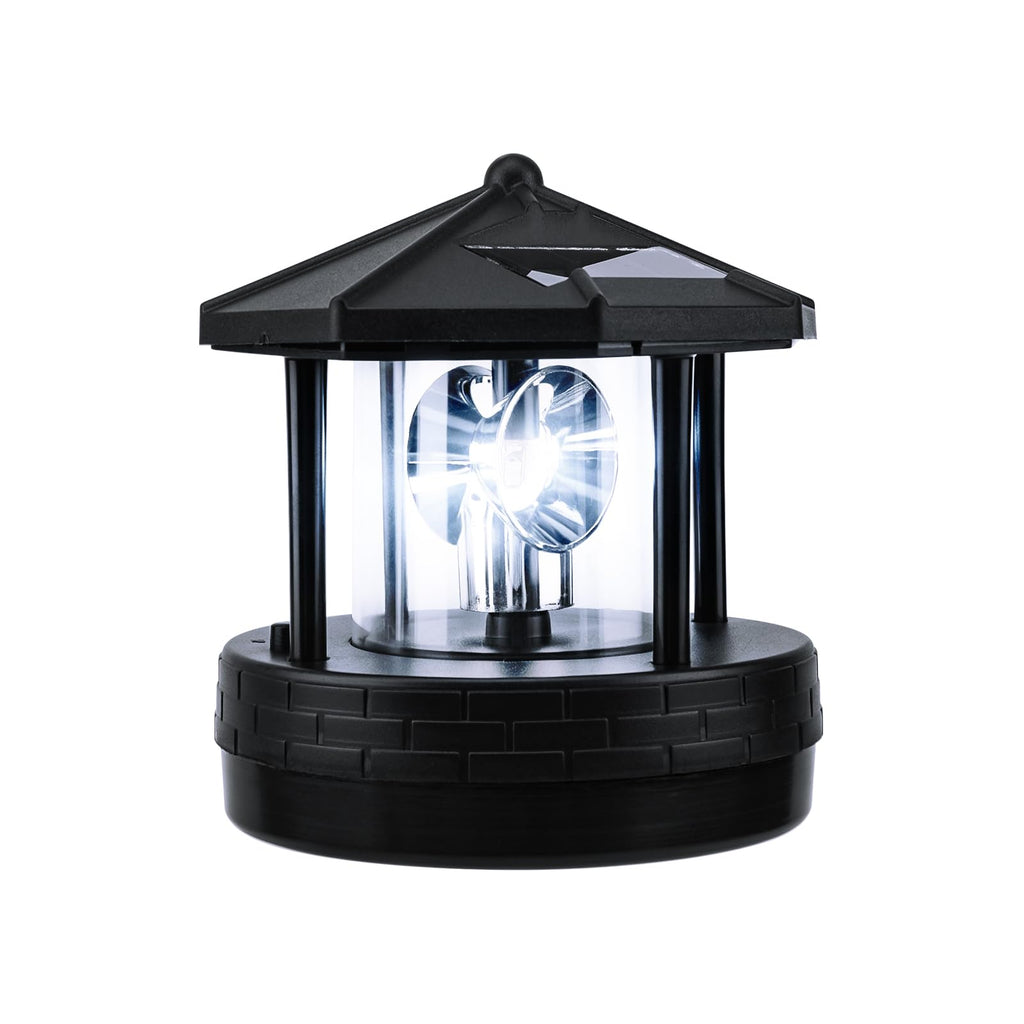 Solar Powered Rotating Lighthouse LED Light IP44 Waterproof Black X19095