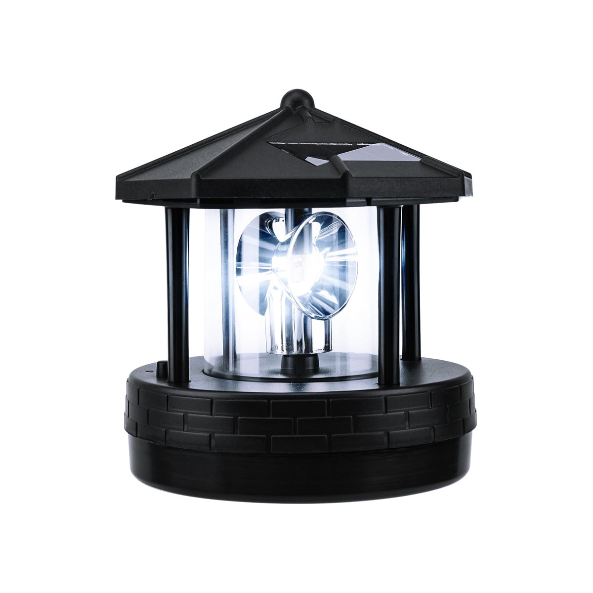 Solar Powered Rotating Lighthouse LED Light IP44 Waterproof Black X19095