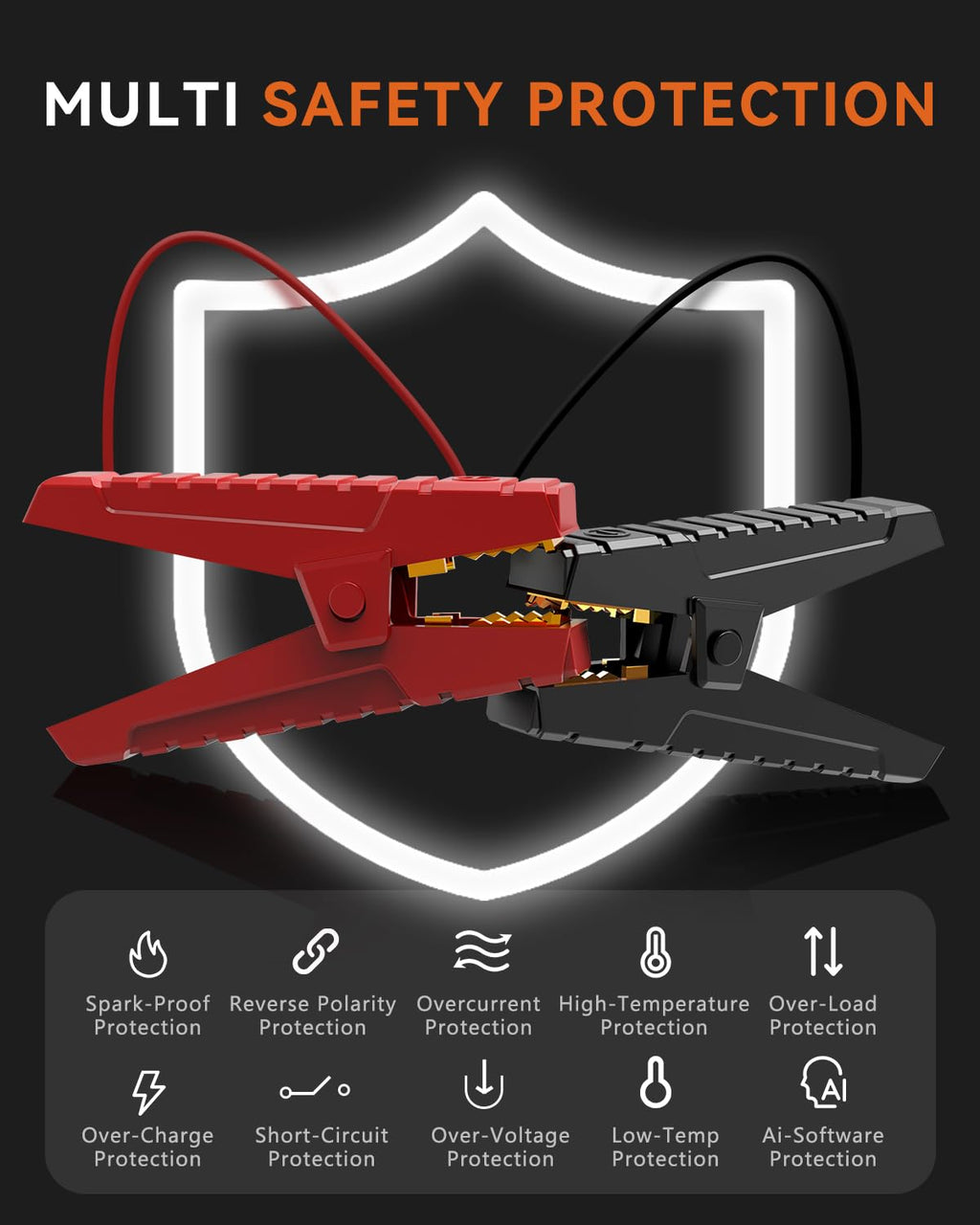 2000A Peak 20000mAh 12V Lithium Jump Starter Battery Pack with LCD Screen and LED Light H3802