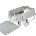 Stainless Steel Cat Litter Box with High Sides, Litter Mat, Scoop Y2851