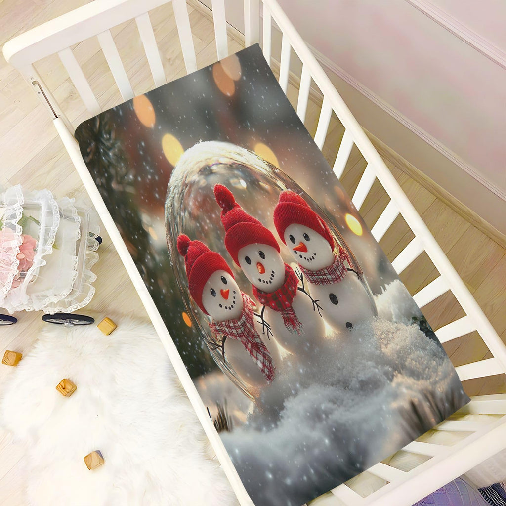 Snowmen Crystal Ball Crib Sheet 52" x 28" S2685