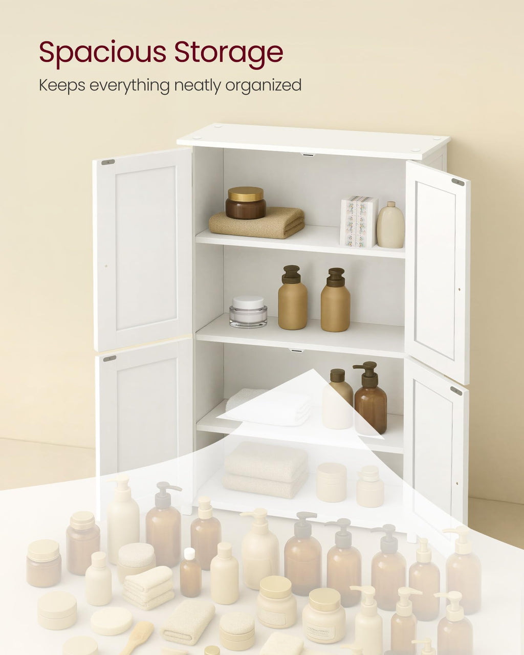 Floor Storage Cabinet with 2 Adjustable Shelves and 4 Doors N4585