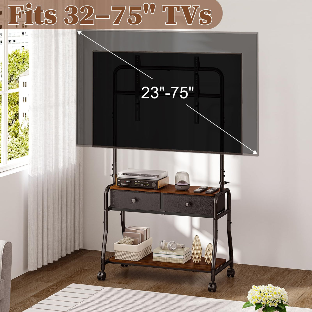 Rolling TV Stand with Mount for 32–75 Inch TVs L24717