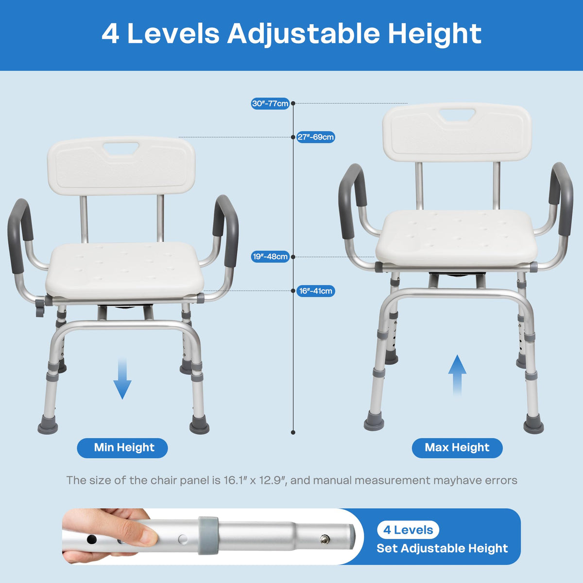 Swivel Shower Chair with Arms and Backrest N372