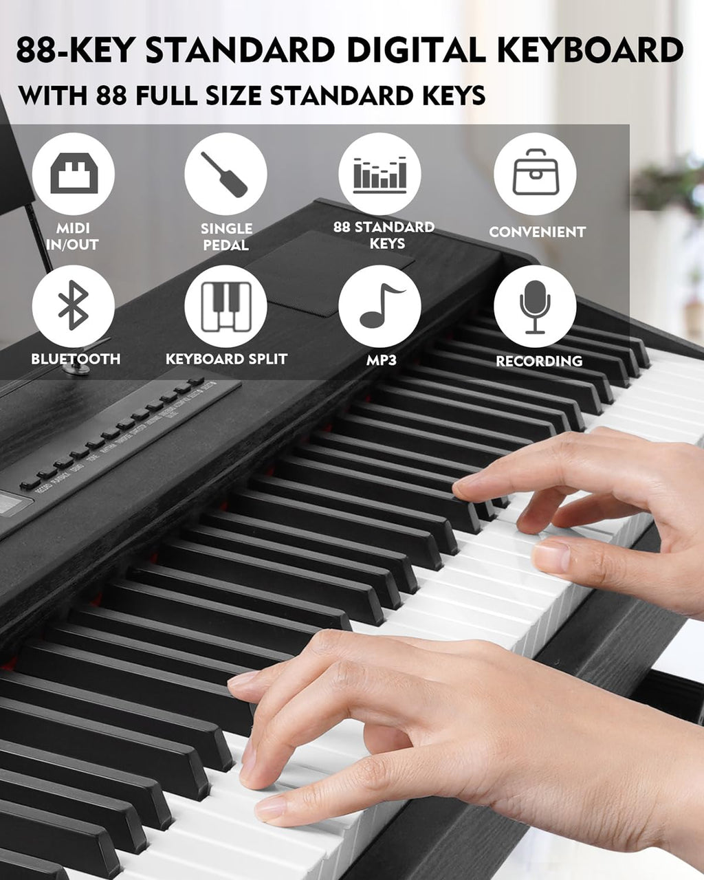 88 Key Fully Weighted Hammer Action Digital Piano with Stand F752956