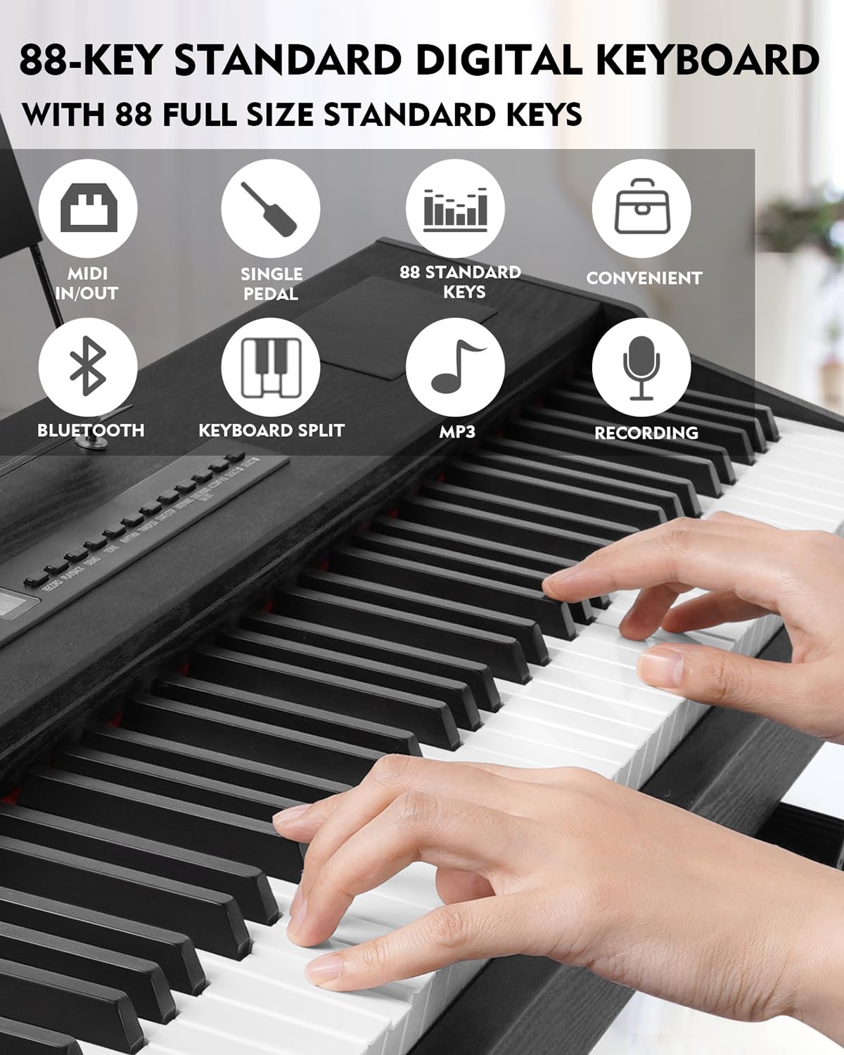 88 Key Fully Weighted Hammer Action Digital Piano with Stand F752956